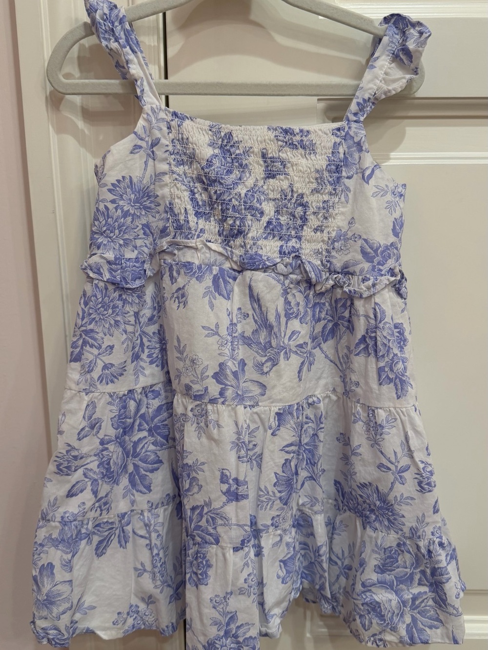 Janie and Jack White Dress with Light Blue Floral Print